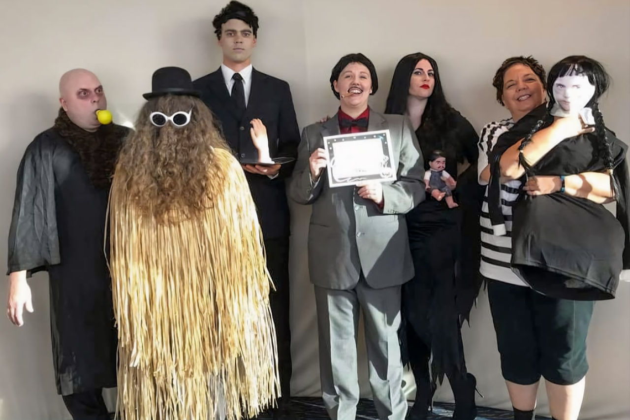 Group of employees dressed up for Halloween
