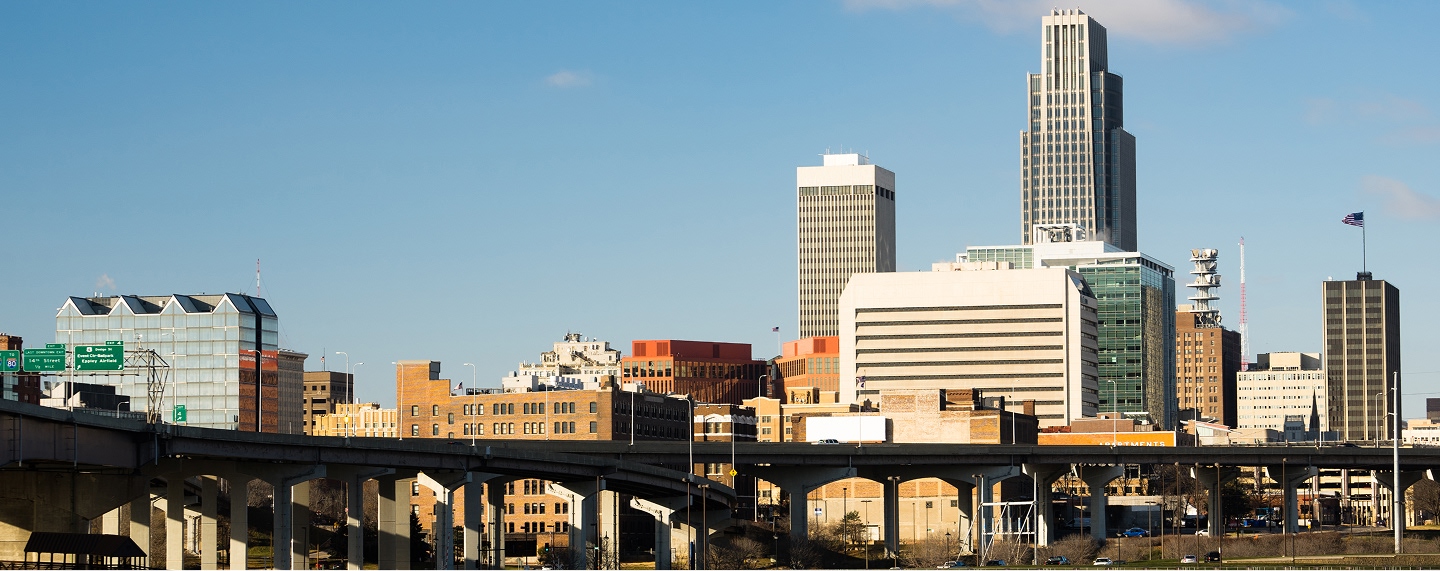 Omaha Nebraska skyline in the day
